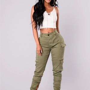 Fashion Nova Kailey Cargo Pants Olive Color